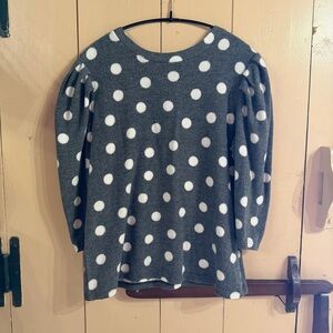 Polka Dot Fleece W5 Charcoal Sweater with White Polka Dots